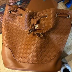 Pleather light brown camel JustFab backpack purse new
